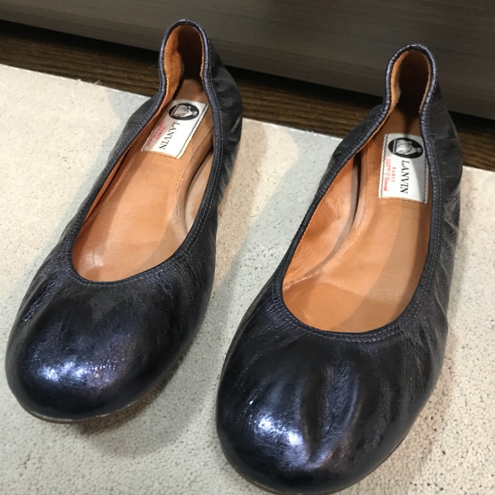 Blue metallic Lanvin Flats